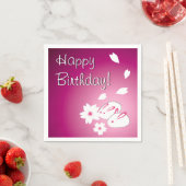 Serviette En Papier Japonais lapins de neige et Sakura Anniversaire (En situation)