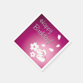 Serviette En Papier Japonais lapins de neige et Sakura Anniversaire (Coin)
