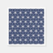 Serviette En Papier japonais wagara asanoha géométrique bleu blanc (Devant)
