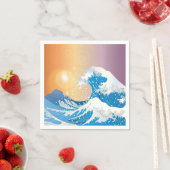 Serviette En Papier Japonais Wave Art Sunset Ocean (En situation)