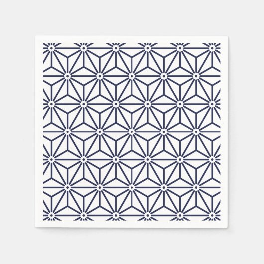 Serviette En Papier Japonais Yukata Jinbei Asanoha bleu marine (Devant)