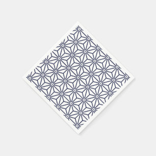 Serviette En Papier Japonais Yukata Jinbei Asanoha bleu marine