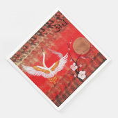 Serviette En Papier Japonaise grue soleil Japon sakura rouge peinture (Coin)