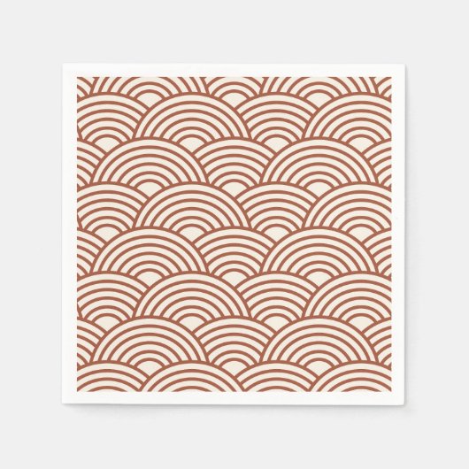 Serviette En Papier Japonaise Seigaiha Vave Rust Terracotta (Devant)