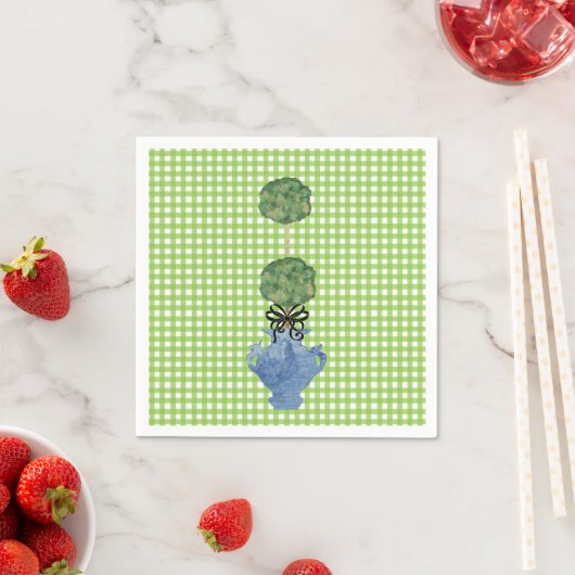Serviette En Papier Jar de gingembre vert En vichy Topiary (En situation)