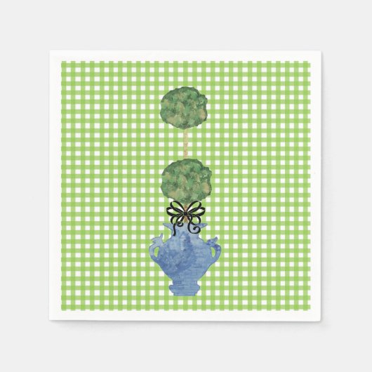 Serviette En Papier Jar de gingembre vert En vichy Topiary (Devant)