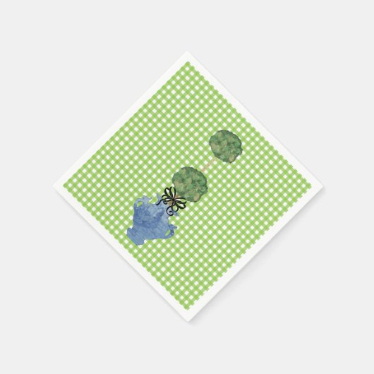 Serviette En Papier Jar de gingembre vert En vichy Topiary (Coin)