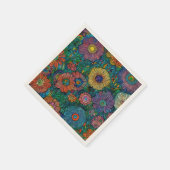Serviette En Papier Jardin à fleurs rétro coloré (Coin)