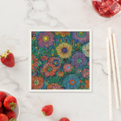 Serviette En Papier Jardin à fleurs rétro coloré (En situation)