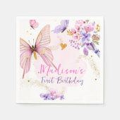 Serviette En Papier Jardin à papillon floral rose violet fille Anniver (Devant)