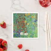 Serviette En Papier Jardin Agricole Gustav Klimt Avec Peinture De Fleu (En situation)