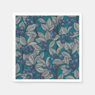 Serviette En Papier Jardin aux bleuets, bleu et gris