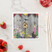 Serviette En Papier Jardin aux fleurs Birdhouse (En situation)