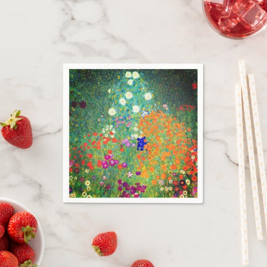 Serviette En Papier Jardin aux fleurs Gustav Klimt (En situation)