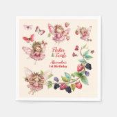 Serviette En Papier Jardin aux fraises magiques Pixie 1er anniversaire (Devant)