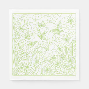 Serviette En Papier Jardin aux papillons vert