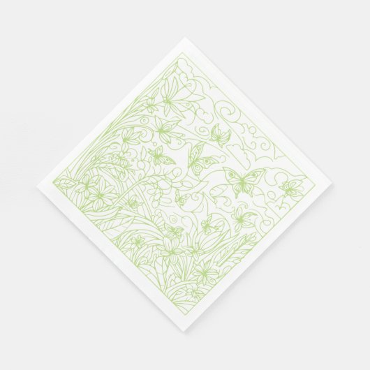 Serviette En Papier Jardin aux papillons vert (Coin)