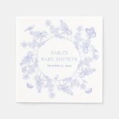 Serviette En Papier Jardin blanc bleu Chinoiserie Baby shower (Devant)