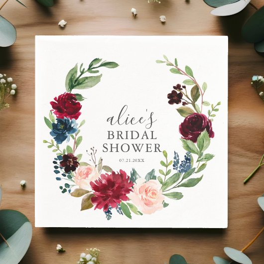 Serviette En Papier Jardin bleu Bourgogne Fête des mariées