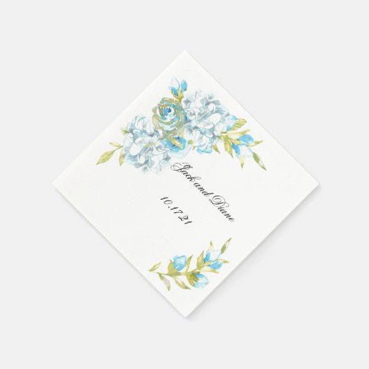 Serviette En Papier Jardin bleu Fleurs Mariage serviettes (Coin)