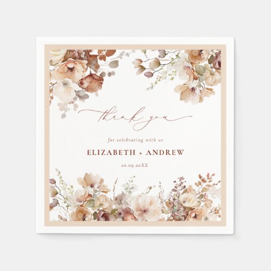 Serviette En Papier Jardin Boho Rustique Fleurs Mariage serviettes (Devant)