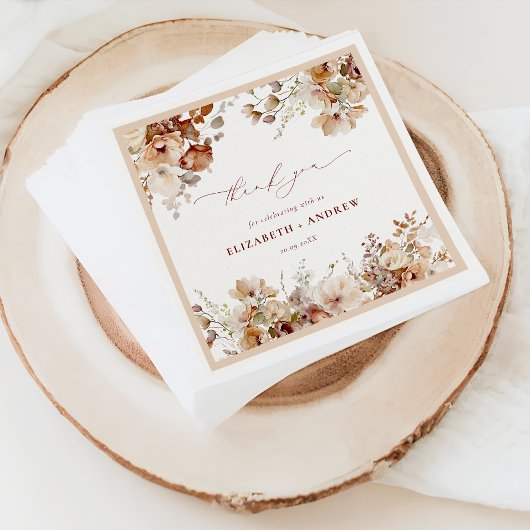 Serviette En Papier Jardin Boho Rustique Fleurs Mariage serviettes