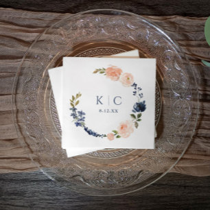 Serviette En Papier Jardin Botanique Rose Et Bleu Poussiéreux pour Bab