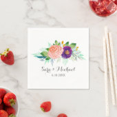 Serviette En Papier Jardin coloré Aquarelle Mariage floral (En situation)