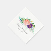 Serviette En Papier Jardin coloré Aquarelle Mariage floral (Coin)