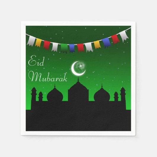 Serviette En Papier Jardin coloré de l'Aïd Moubarak (Devant)