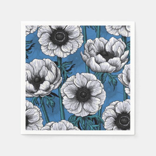 Serviette En Papier Jardin d'anémone blanc (Devant)