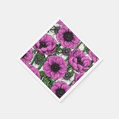 Serviette En Papier Jardin d'anémone rose (Coin)