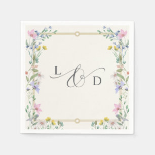 Serviette En Papier Jardin de campagne Fleurs sauvages Floral Monogram