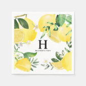 Serviette En Papier Jardin de citron d'été Monogramme Jaune (Devant)