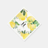 Serviette En Papier Jardin de citron d'été Monogramme Jaune (Coin)