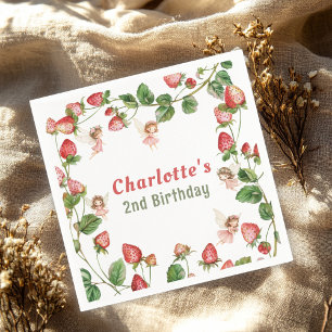 Serviette En Papier Jardin de fée enchanté à la fraise anniversaire 