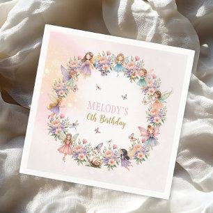 Serviette En Papier Jardin de fées de fleurs fantaisiste 6ème annivers