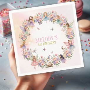 Serviette En Papier Jardin de fées fantaisiste pour 1er anniversaire 
