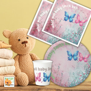 Serviette En Papier Jardin de fête de révélation de sexe papillon mign