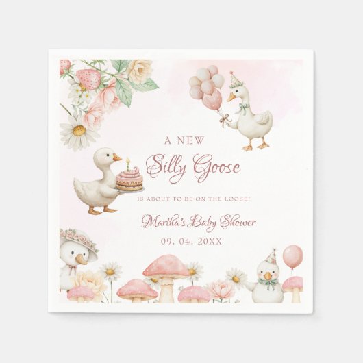 Serviette En Papier Jardin de fleurs d'oie soie Baby shower de champig (Devant)