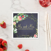Serviette En Papier Jardin de la Marine Rouge roses m. et mme mariage (En situation)