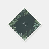 Serviette En Papier Jardin de la Nature Fête de Mariage Vert Foncé (Coin)