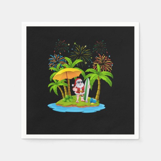 Serviette En Papier Jardin de Noël Lumières de Noël Tropiques (Devant)