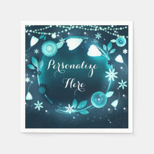 Serviette En Papier Jardin de Nuit de Réception de Mariage Fleurs Bril
