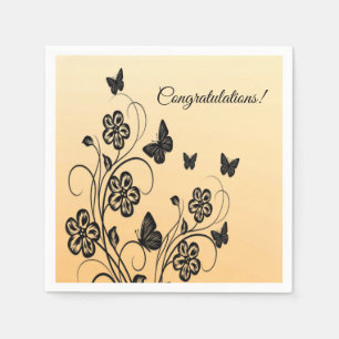 Serviette En Papier Jardin de papillons aux pêches Félicitations