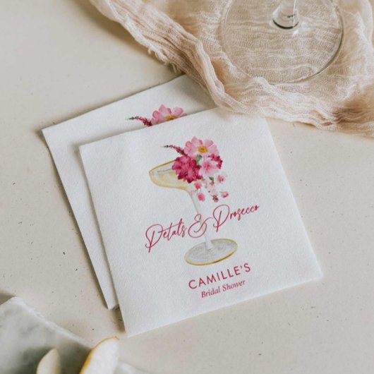 Serviette En Papier Jardin de Pétales et de Prosecco pour la Mariée
