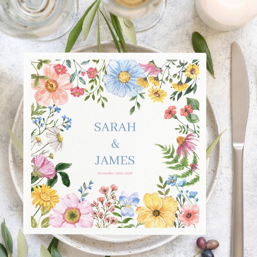 Serviette En Papier Jardin de printemps romantique aquarelle Mariage f