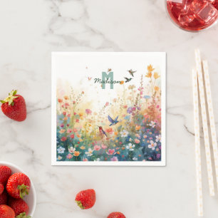 Serviette En Papier Jardin de roses élégant de fleurs sauvages de prin