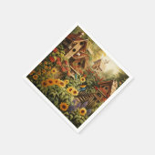 Serviette En Papier Jardin de tournesol 13 Maisons d'oiseaux Oiseaux b (Coin)
