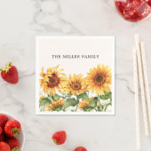 Serviette En Papier Jardin de tournesol Jaune Monogramme (En situation)